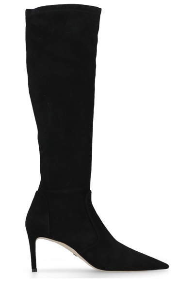 Shop Stuart Weitzman Pointed Toe Heeled Boots In Black