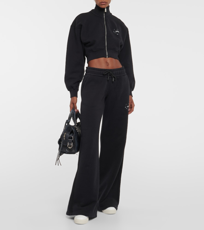 Shop Off-white Bling Star Cropped Sweatshirt In Black