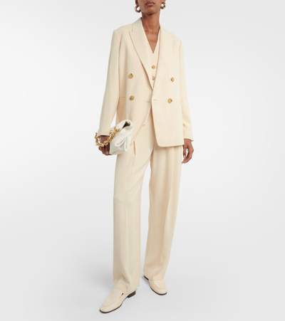 Shop Vince Double-breasted Crêpe Blazer In White