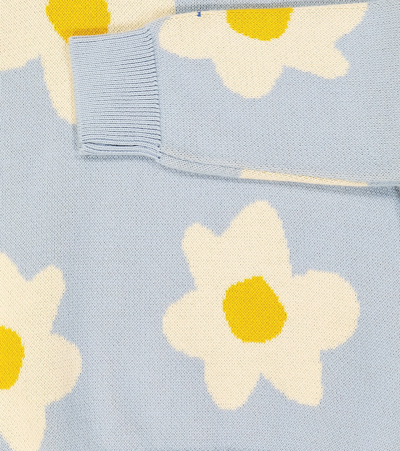 Shop Bobo Choses Baby Floral Intarsia Cotton Sweater In Blue