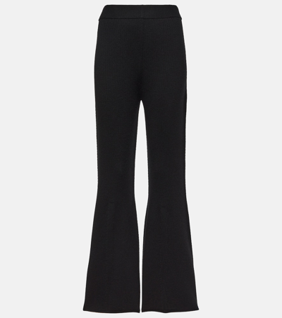 Shop Joseph Wool-blend Knit Flared Pants In Black