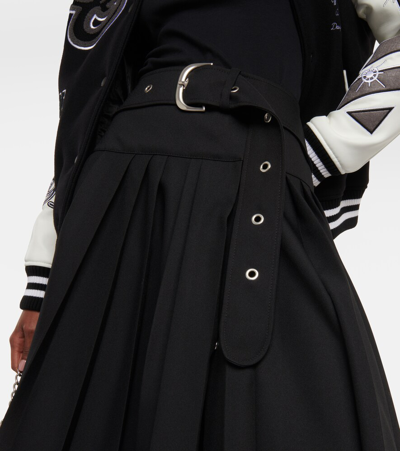 Shop Off-white Tech Drill Pleated Midi Skirt In Black