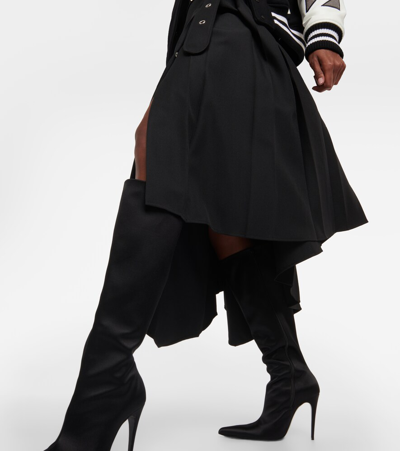 Shop Off-white Tech Drill Pleated Midi Skirt In Black