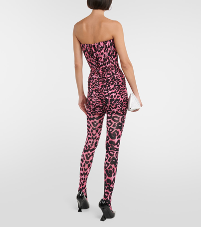 Shop Alex Perry Cadie Leopard-print Tights In Multicoloured