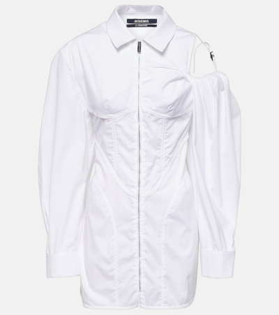 Shop Jacquemus La Robe Galliga Cotton-blend Minidress In White