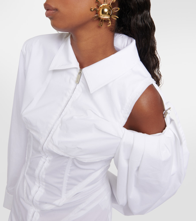 Shop Jacquemus La Robe Galliga Cotton-blend Minidress In White