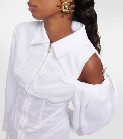 Jacquemus Galliga Cold-shoulder Corset Mini Shirtdress In White