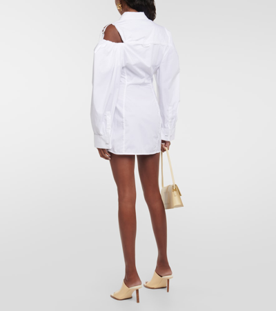 Jacquemus Galliga Cold-shoulder Corset Mini Shirtdress In White