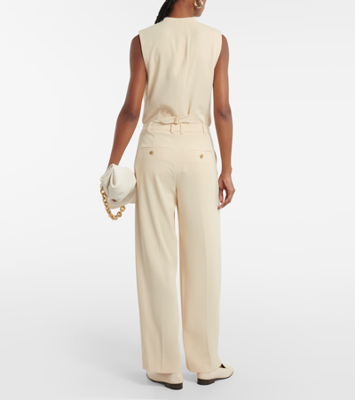 Shop Vince Low-rise Crêpe Wide Pants In White