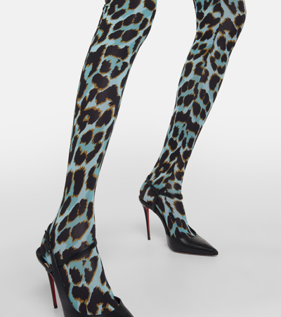 Shop Alex Perry Cadie Leopard-print Tights In Multicoloured
