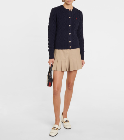 Polo Ralph Lauren Cotton Cable Long Sleeve Cardigan Blue In Blue