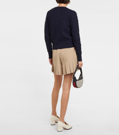 Shop Polo Ralph Lauren Cable-knit Wool And Cashmere Cardigan In Blue