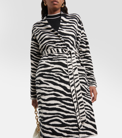 Shop 's Max Mara Limbo Zebra-print Wool And Cashmere Cardigan In Multicoloured