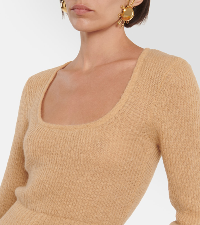 Shop Jacquemus La Maille Dao Ribbed-knit Sweater In Beige