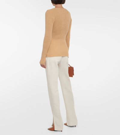 Shop Jacquemus La Maille Dao Ribbed-knit Sweater In Beige