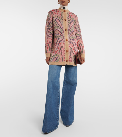 Shop Etro Printed Mohair-blend Cardigan In Multicoloured