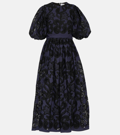 Shop Erdem Puff-sleeve Broderie Anglaise Dress In Multicoloured