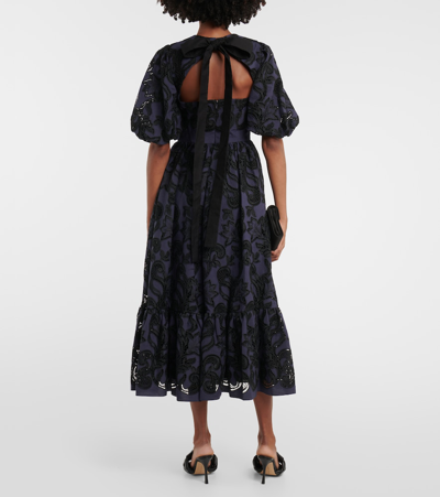 Erdem Open-back Pleated Broderie Anglaise Voile Midi Dress In Multicoloured