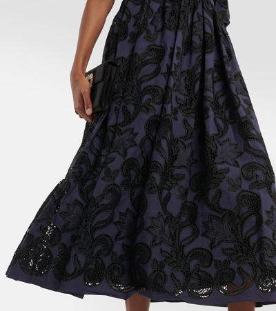 Erdem Open-back Pleated Broderie Anglaise Voile Midi Dress In Multicoloured