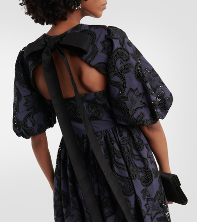 Erdem Open-back Pleated Broderie Anglaise Voile Midi Dress In Multicoloured