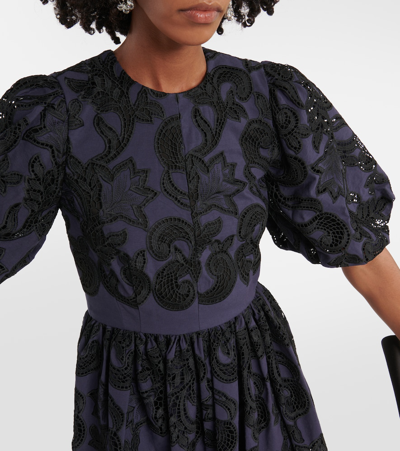Erdem Open-back Pleated Broderie Anglaise Voile Midi Dress In Multicoloured