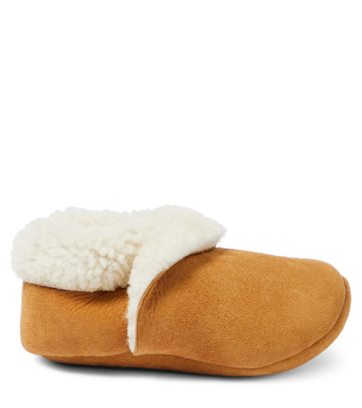 Shop Petit Nord Baby Suede Shearling Bootie In Brown