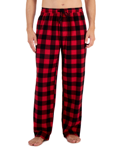 Shop Club Room Men's Buffalo Check Fleece Pajama Pants, Created For Macy's In Red