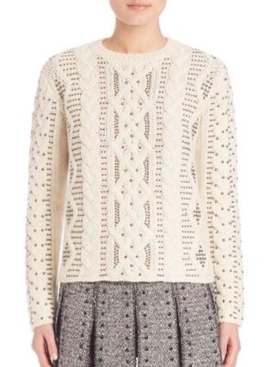 Shop Valentino Studded Wool & Alpaca Sweater In Ivory