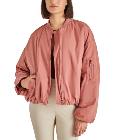 Shop Steve Madden Women's Vida Bubble Bomber Jacket In Rose