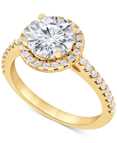 Shop Badgley Mischka Certified Lab Grown Diamond Halo Engagement Ring (2-1/2 Ct. T.w.) In 14k Gold In Yellow Gold