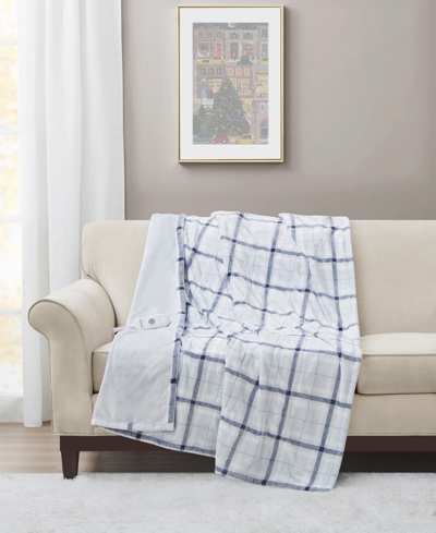 Shop Premier Comfort Closeout!  Novelty Printed Electric Plush Throw, 50" X 60", Created For Macy's In Blue Plaid