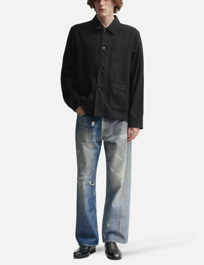 Our Legacy Third Cut Distressed-print Jeans In Blue