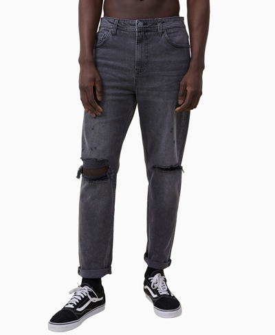 Shop Cotton On Men's Relaxed Tapered Jeans In Black Rock Rip
