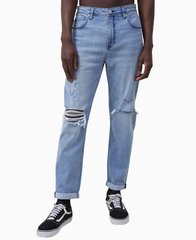 Shop Cotton On Men's Relaxed Tapered Jeans In Surf Blue Ripped