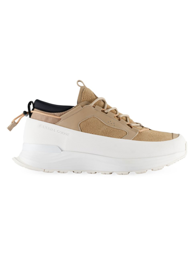 Shop Canada Goose Men's Glacier Trail Leather Low-top Sneakers In Tan White