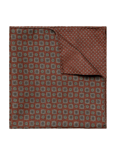 Shop Eton Men's Two-sided Wool Flannel Pocket Square In Brown