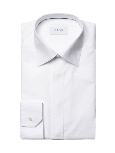 Shop Eton Men's Contemporary-fit Pin-dot Piqué Shirt In White