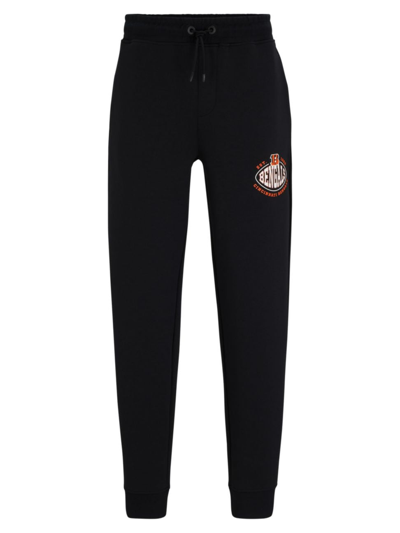 Shop Hugo Boss Men's Boss X Nfl Cotton-blend Tracksuit Bottoms With Collaborative Branding In Bengals Charcoal