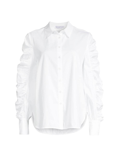 Shop Harshman Women's Juliana Ruched-sleeve Shirt In White