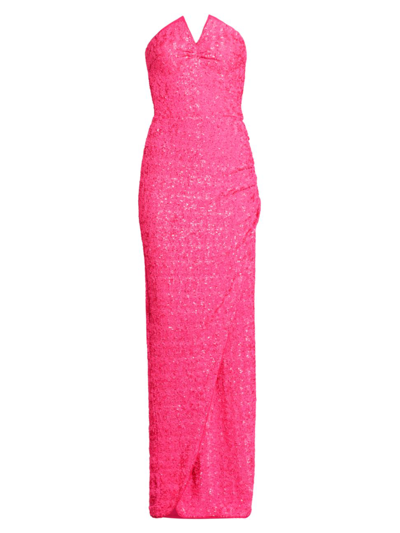 Shop Chiara Boni La Petite Robe Women's Chilo Strapless Sequin Gown In Spicy Pink