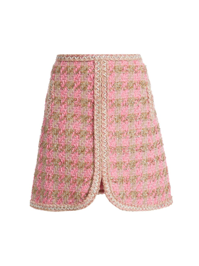 Shop Giambattista Valli Women's Tweed Flare Miniskirt In Rose Gold