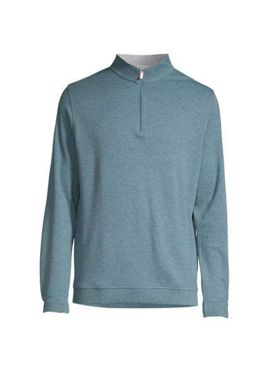 Shop Peter Millar Men's Crown Comfort Quarter-zip Sweater In Reservoir