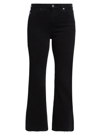 Shop Ag Women's Farrah High-rise Stretch Cropped Boot-cut Jeans In Sulfur Black