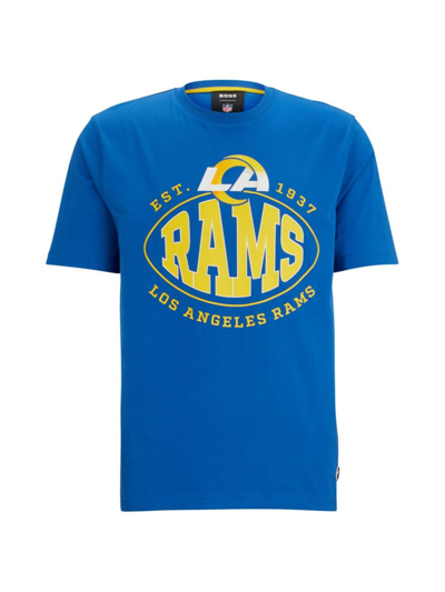 Shop Hugo Boss Men's Boss X Nfl Stretch-cotton T-shirt In Rams Bright Blue