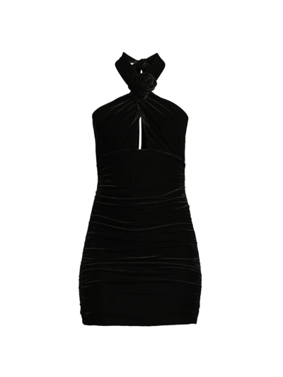 Shop Bardot Women's Inara Velour Halterneck Minidress In Black