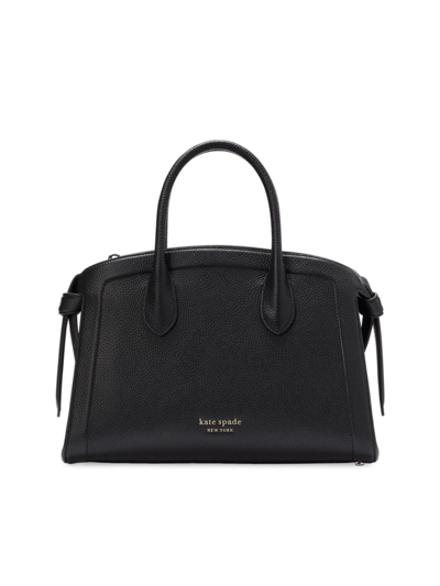 Shop Kate Spade Women's Knott Medium Pebbled Leather Satchel In Black