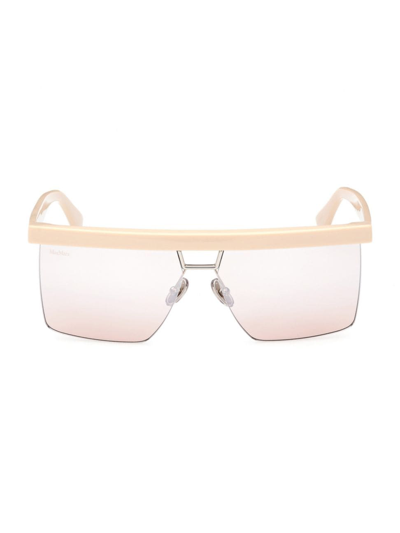 Shop Max Mara Women's Flat1 60mm Rectangular Sunglasses In Ivory