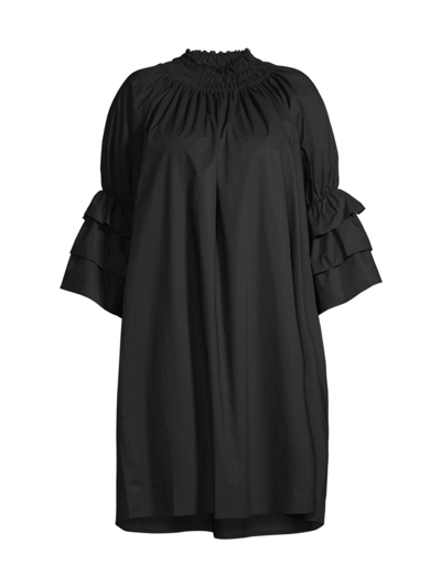 Shop Harshman Women's Plus Size Daphne Cotton Knee-length Dress In Black