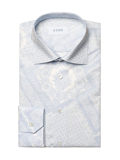 Shop Eton Men's Slim-fit Paisley Dress Shirt In Blue
