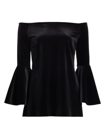 Shop Chiara Boni La Petite Robe Women's Nannarella Off-the-shoulder Velvet Top In Black